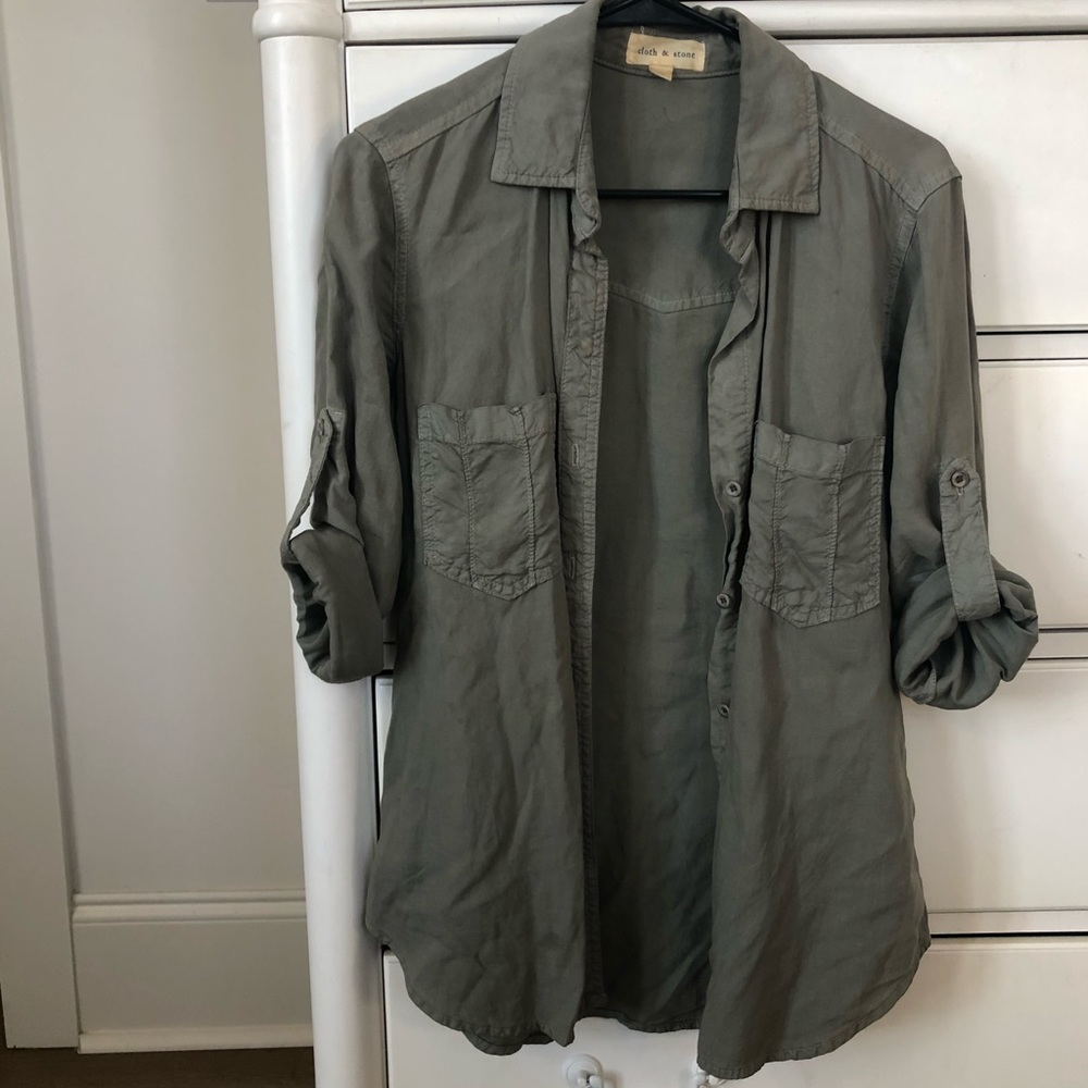 Olive button down shirt